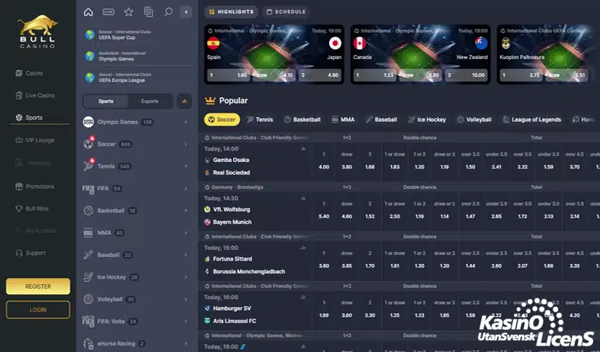 Sports betting utbudet